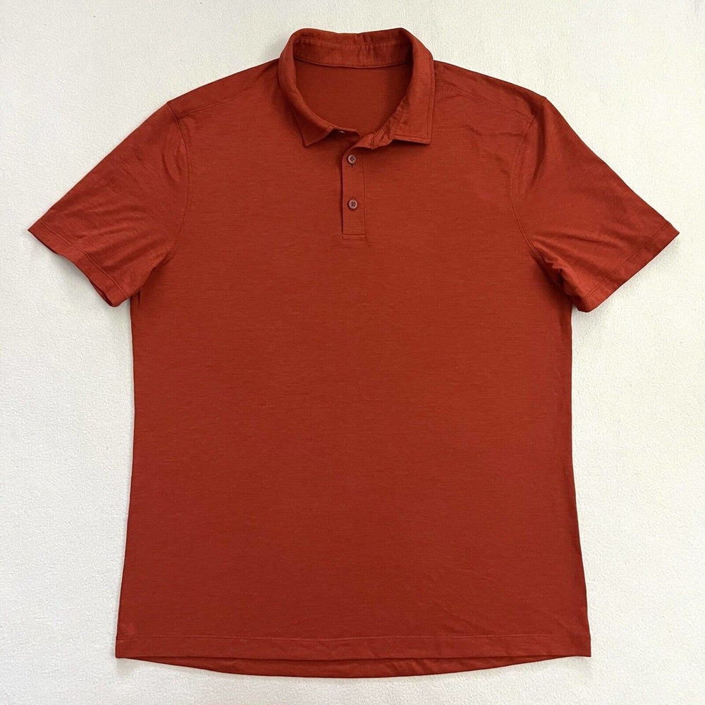 Lululemon Men Cayenne Brick Red Evolution Polo Short Sleeve Collared Shirt XL